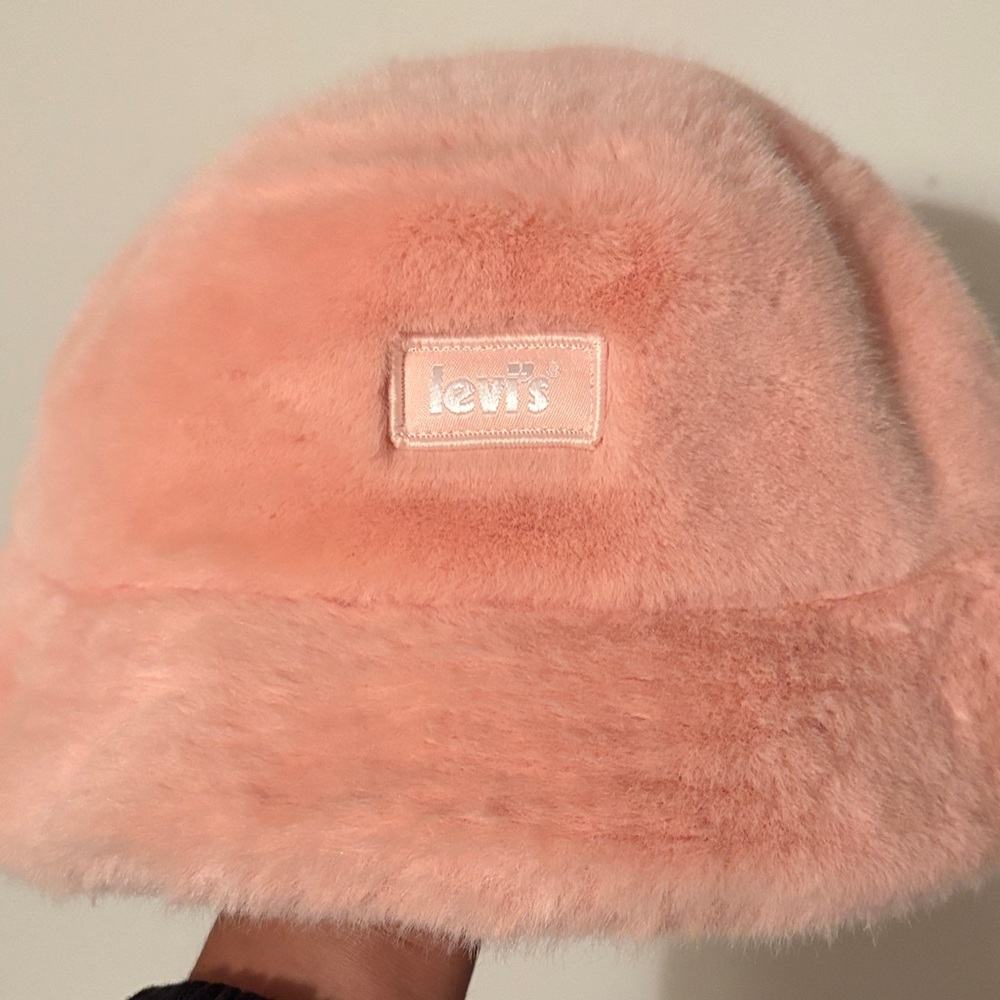 Levi's Pink/Peach Faux Fur Bucket Hat